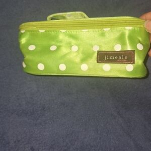 Jimeale Lime Green Polka Dot Make up Pouch